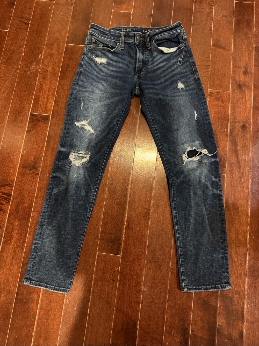 American Eagle Outfitters Slim Ripped Jeans - Dark Blue Wash